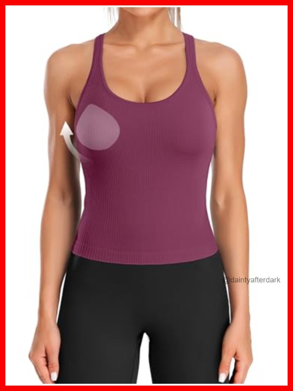 Ribbed Crop Tank Top with Built-in Bra, Racerback, Nylon Spandex, Athletic